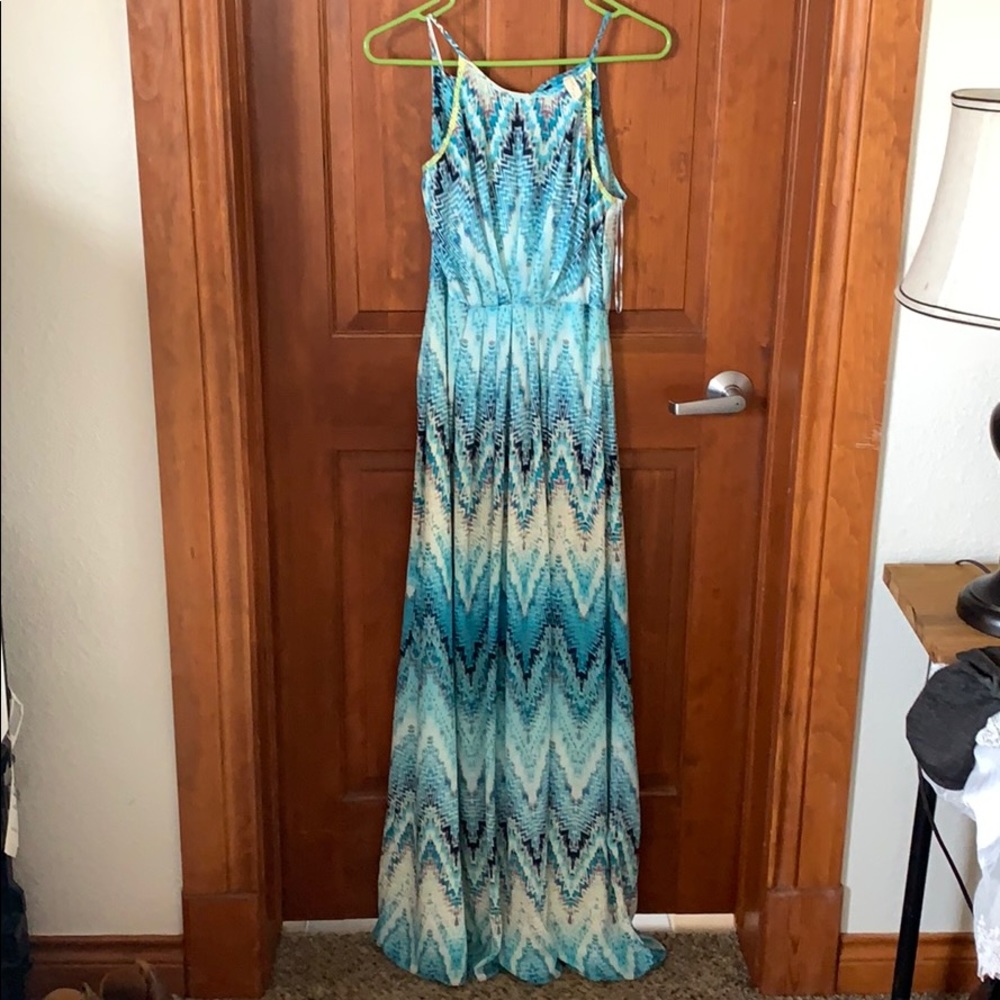 Waterfall blue maxi dress